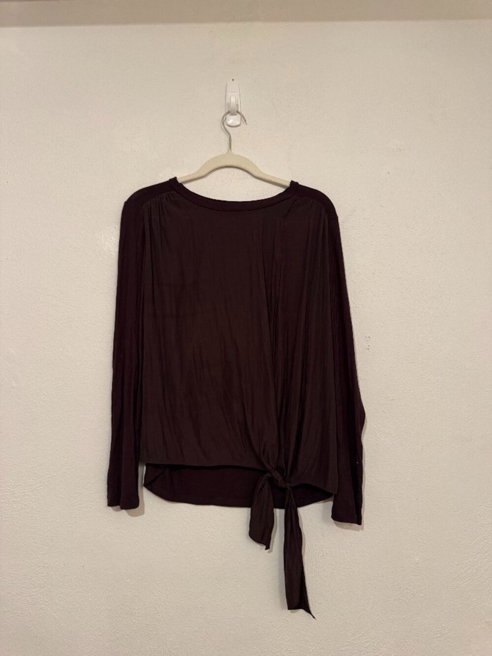 Lola & Sophie Brown Mixed Fabric Tie-Front Top – Size S